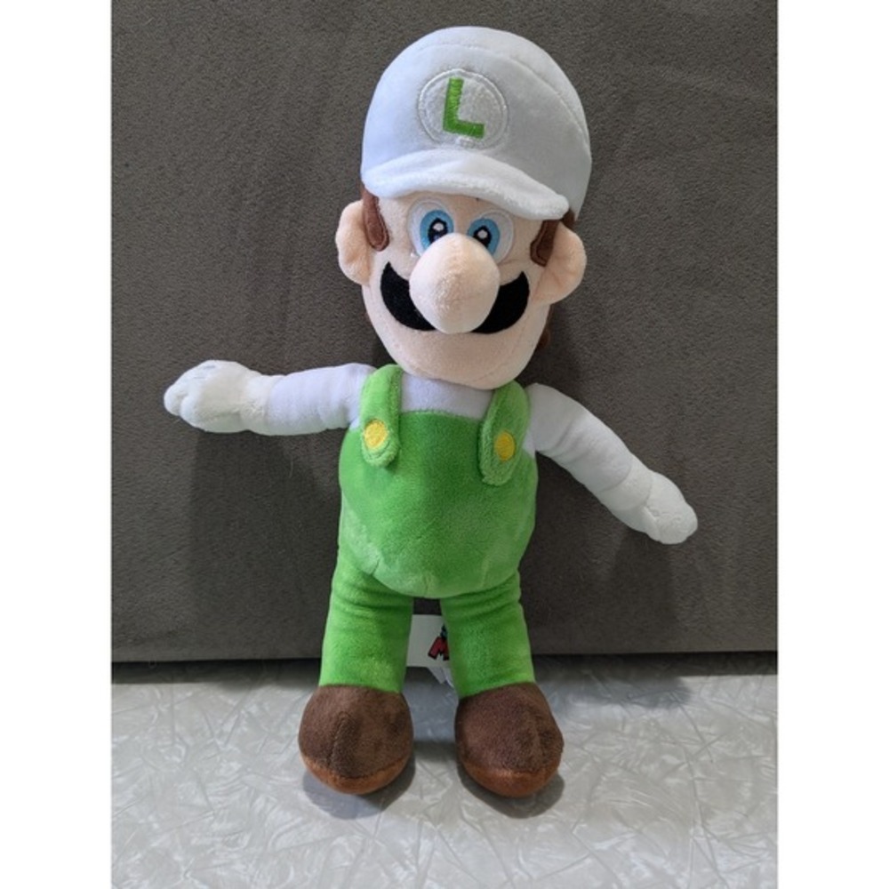 Nintendo Super Mario Fire Luigi Plush‎ Stuffed Animal Toy White Green 13"